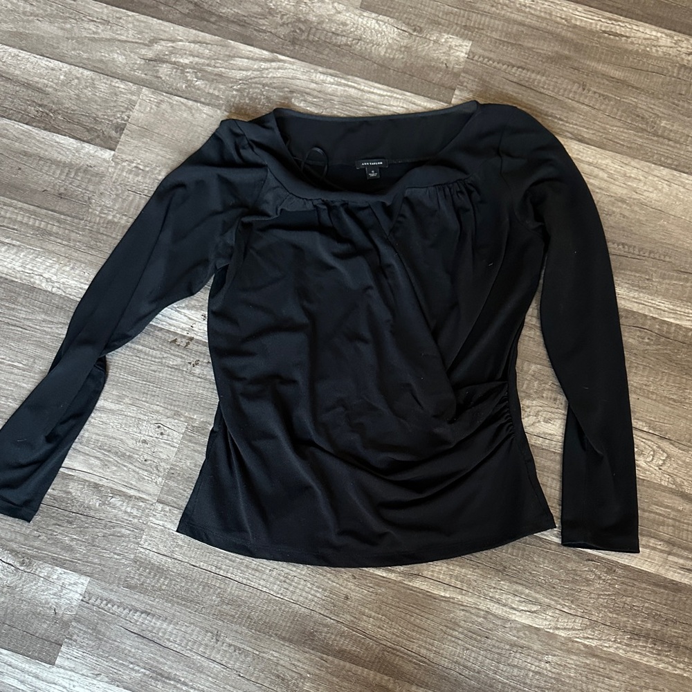 Ann Taylor Black Long Sleeve Blouse